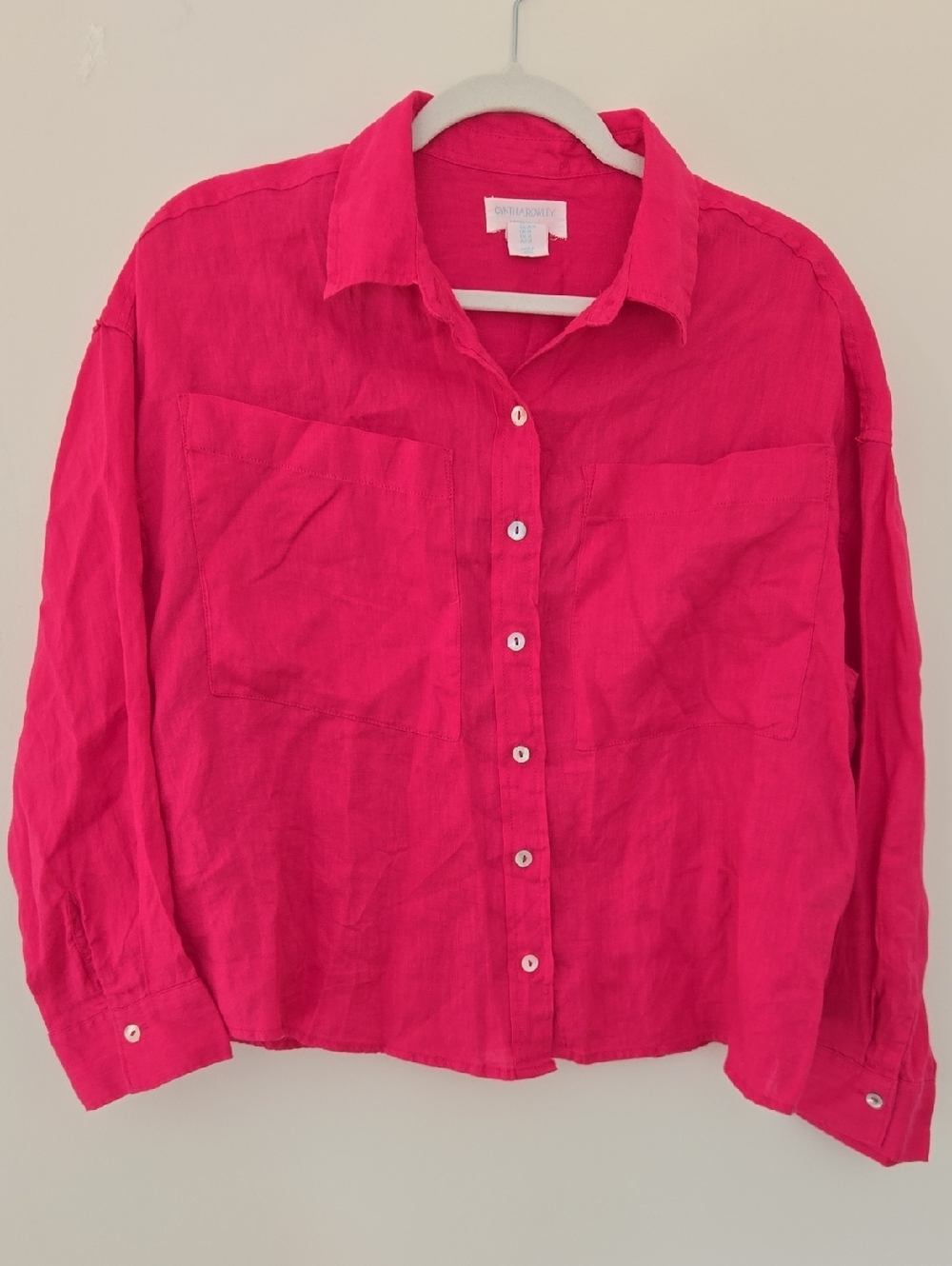Cynthia Rowley Pink Button-Up Shirt Boxy Normcore Elevated Basic Medium